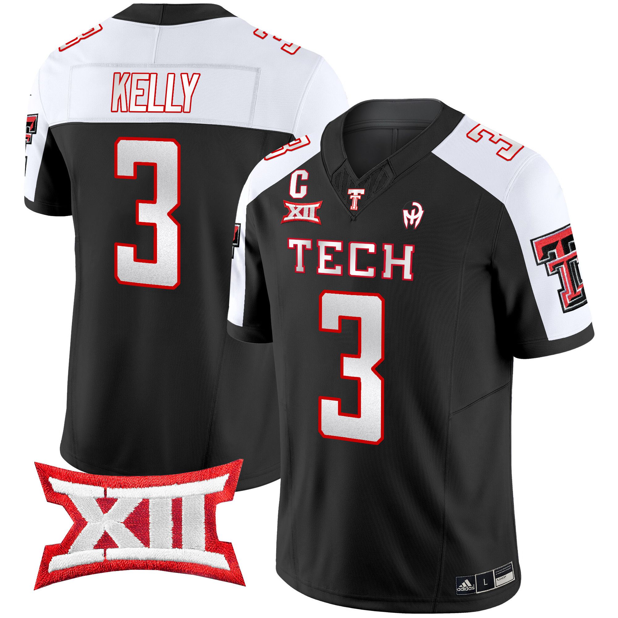 Men Texas Tech Red Raiders #3 Kelly Black 2024 Patrick Mahomes Symbol Vapor Limited NCAA Jersey->->NCAA Jersey